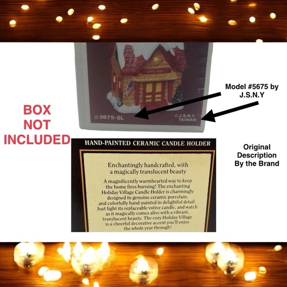 JSNY Vintage Holiday Schoolhouse Candle Holder Hand Painted Porcelain Ceramic - Picture 10 of 16